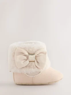 Gebroken wit - Baker by Ted Baker gewatteerde laarsjes met imitatiebont voor babymeisjes