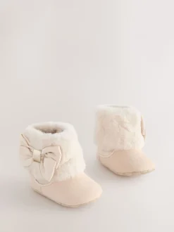 Gebroken wit - Baker by Ted Baker gewatteerde laarsjes met imitatiebont voor babymeisjes