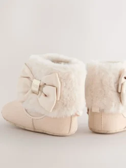 Gebroken wit - Baker by Ted Baker gewatteerde laarsjes met imitatiebont voor babymeisjes