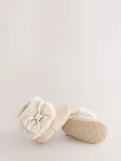 Gebroken wit - Baker by Ted Baker gewatteerde laarsjes met imitatiebont voor babymeisjes