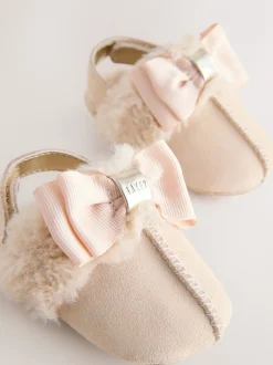 Gebroken wit - Baker by Ted Baker gewatteerde muiltjes met imitatiebont voor babymeisjes