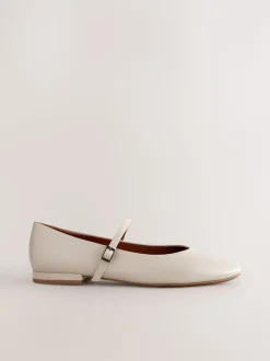 Gebroken wit - Mary Jane-schoenen met ronde neus