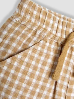 Gedempte Bruine Ruit - JoJo Maman Bébé 100% katoenen short met textuur en geruit patroon