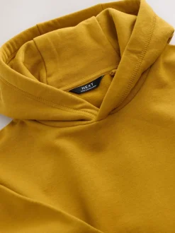 Geel - Effen jersey hoodie (3-16 jr)