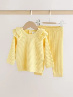 Geel - Gebreide babytrui en leggings set 2 -delig (0mnd -3jr)