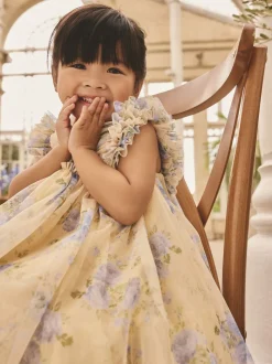 Geel - Ruffle Shoulder Mesh Dress (3mths-7yrs)