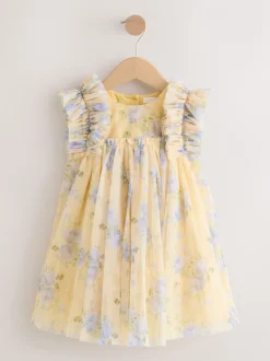 Geel - Ruffle Shoulder Mesh Dress (3mths-7yrs)