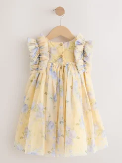 Geel - Ruffle Shoulder Mesh Dress (3mths-7yrs)