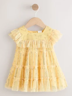 Geel ditsy - Baby Mesh Dress (0mths-2yrs)