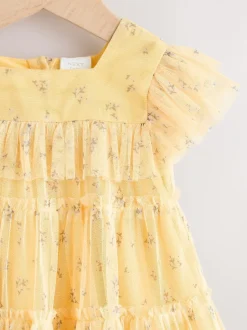 Geel ditsy - Baby Mesh Dress (0mths-2yrs)