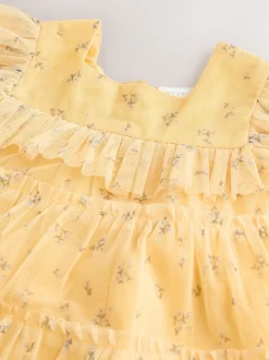 Geel ditsy - Baby Mesh Dress (0mths-2yrs)