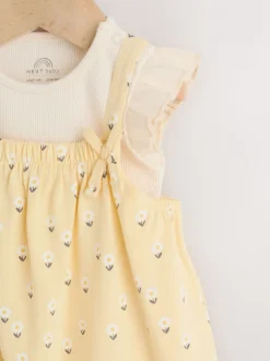 Geel ditsy - Babyjersey bretelbroeken en Bodysuits Set van 2 stuks (0maanden -3jaar)
