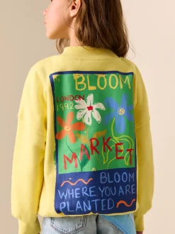 Geel met bloem - Sweatshirt (3 - 16 jr)