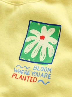 Geel met bloem - Sweatshirt (3 - 16 jr)