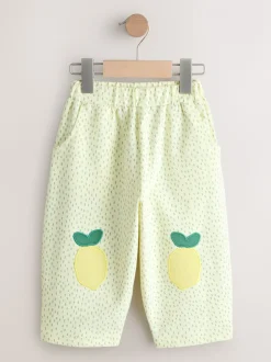 Geel met citroenenprint - Embellished Barrel Trousers (3mths-7yrs)