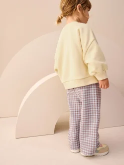 Geel met gingham beren - Set van sweatshirt en broek met wijde pijpen (3mnd -7jr)