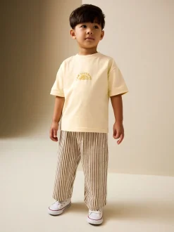 Geel zonneprint - Short Sleeve T-Shirt and Lightweight Joggers Set (3mths-7yrs)