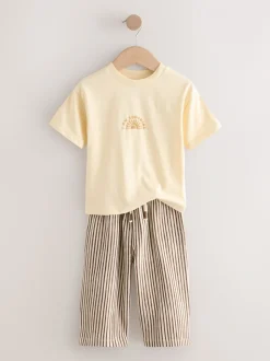 Geel zonneprint - Short Sleeve T-Shirt and Lightweight Joggers Set (3mths-7yrs)