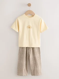 Geel zonneprint - Short Sleeve T-Shirt and Lightweight Joggers Set (3mths-7yrs)