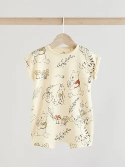 Geel/wit - 2 Pack Printed Winnie The Pooh Baby Rompers