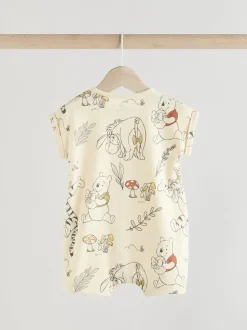 Geel/wit - 2 Pack Printed Winnie The Pooh Baby Rompers