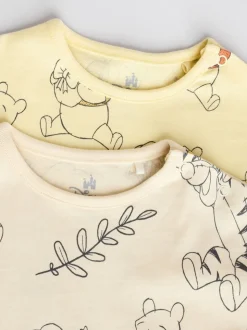 Geel/wit - 2 Pack Printed Winnie The Pooh Baby Rompers