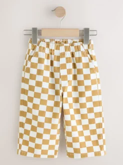 Geel/wit geblokt - Wijde broek met elastische taille (3mnd-7jr)