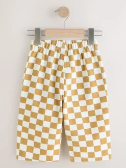 Geel/wit geblokt - Wijde broek met elastische taille (3mnd-7jr)