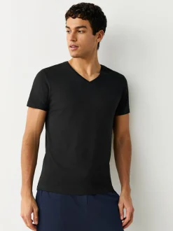 Gemengd - Verpakking van 5 slim-fit 100% katoenen T-shirts met V-hals en laagjes