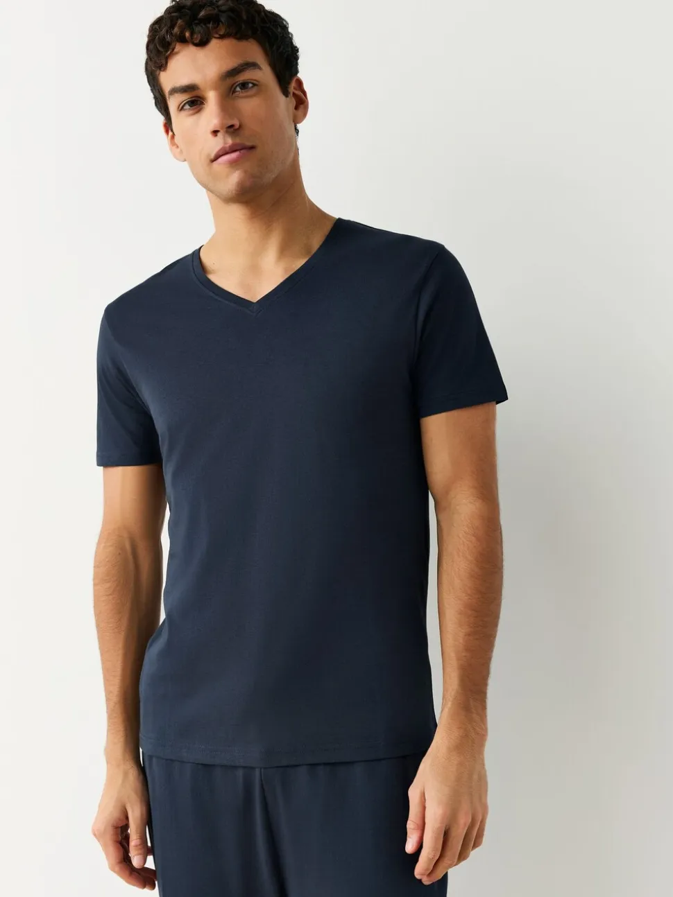Gemengd - Verpakking van 5 slim-fit 100% katoenen T-shirts met V-hals en laagjes