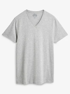 Gemengd - Verpakking van 5 slim-fit 100% katoenen T-shirts met V-hals en laagjes