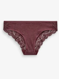 Gemêleerd grijs/roze/roodpaars - Katoenen kanten slipjes 4 stuks