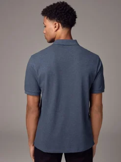 Gemêleerde denim - Normale Pasvorm - Piqué poloshirt met korte mouwen