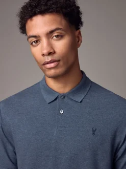 Gemêleerde denim - Normale Pasvorm - Piqué poloshirt met korte mouwen
