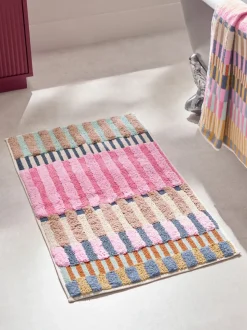Gestreepte 100% katoenen badmat