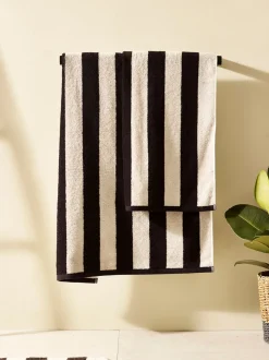 Gestreepte 100% katoenen handdoek
