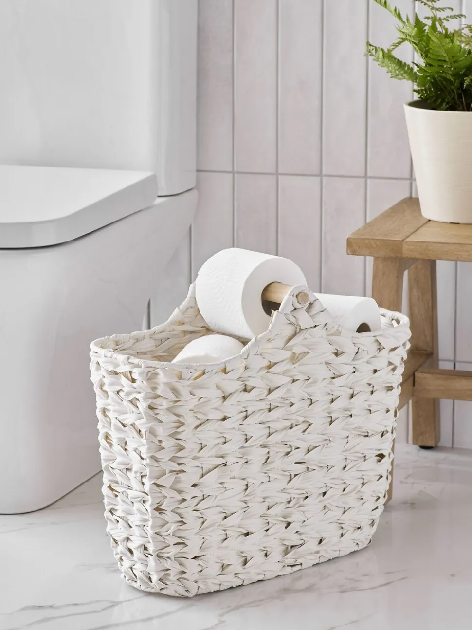 Geweven toiletrolhouder en -opbergset