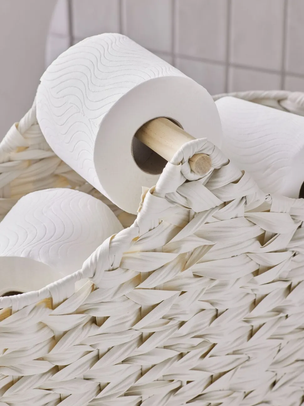 Geweven toiletrolhouder en -opbergset