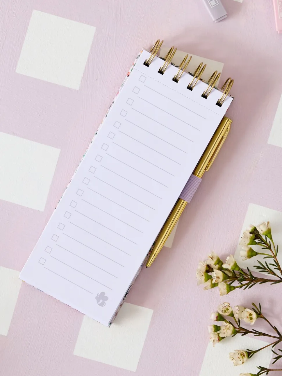 Gingham Floral List Pad and Pen