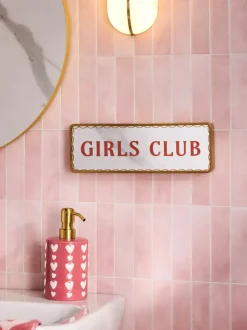 Girls Club Mirrored Sign Ornament