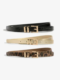 Gold, Leopard & Black - Lipsy Skinny Belts 3 Pack