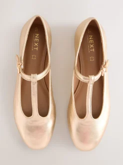 Goud - Forever Comfort® leren T-Bar Mary Jane-schoenen