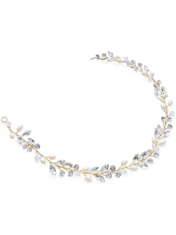 Goud - Ivory & Co bohemia haarband met kristallen en parels