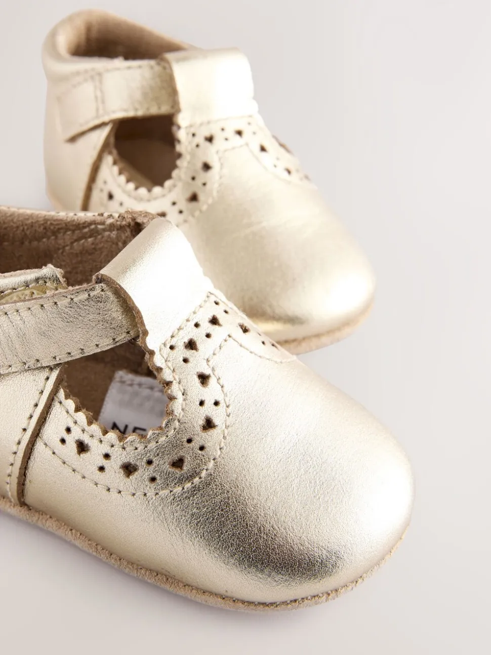 Goud - Leren babyschoen met T-bandje (0 - 24 mnd)