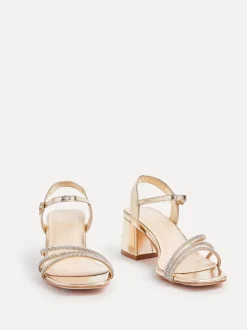 Goud - Linzi Mariah sandalen met hak, versiering en brede pasvorm