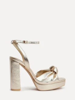 Goud - Linzi Ruba Platform Heels With Knotted Front Strap