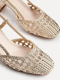 Goud - Linzi Sandria handgeweven slingback sandalen