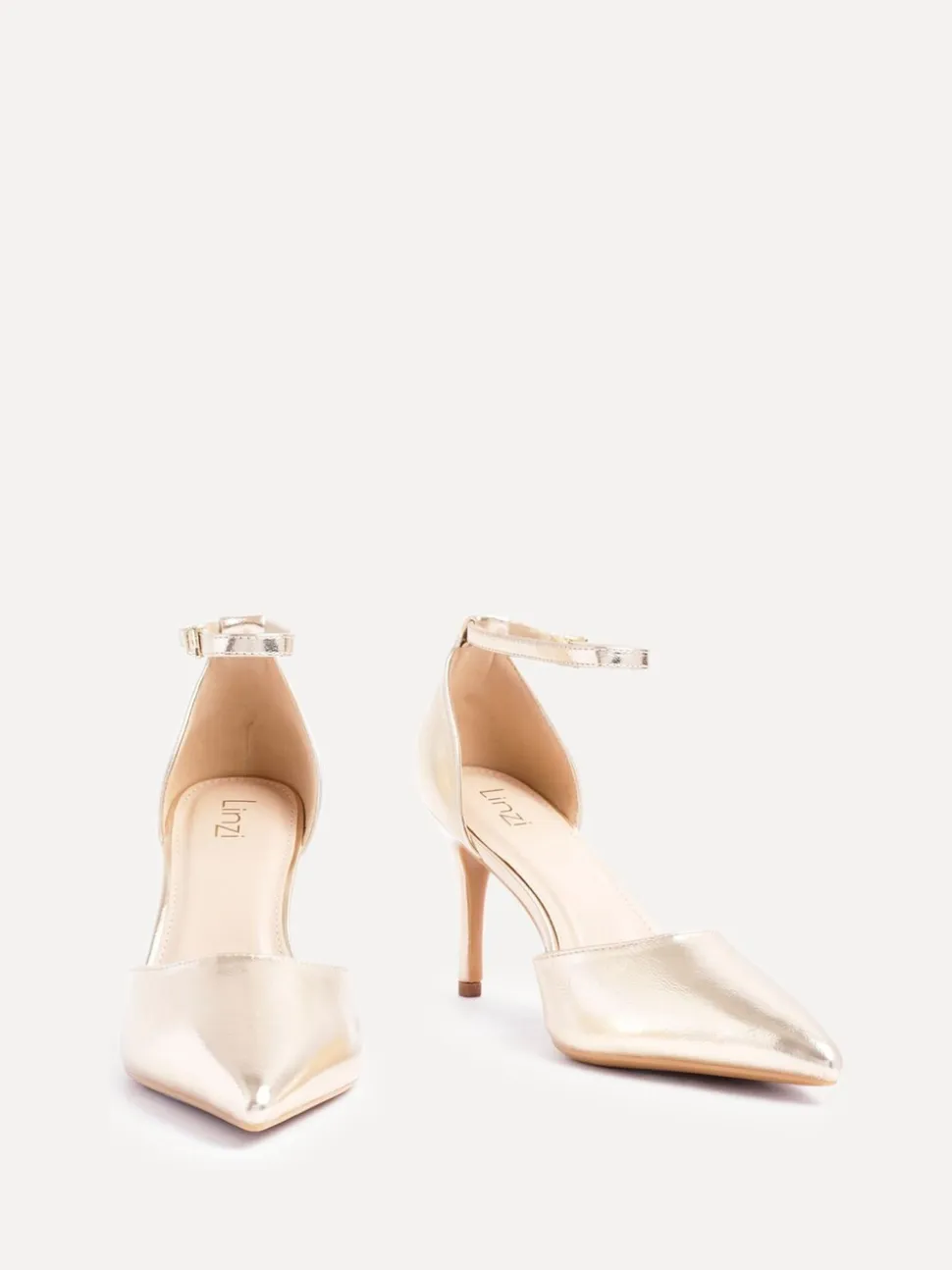 Goud - Linzi Thea Stiletto pumps en hakken met gesloten rug en enkelbandje