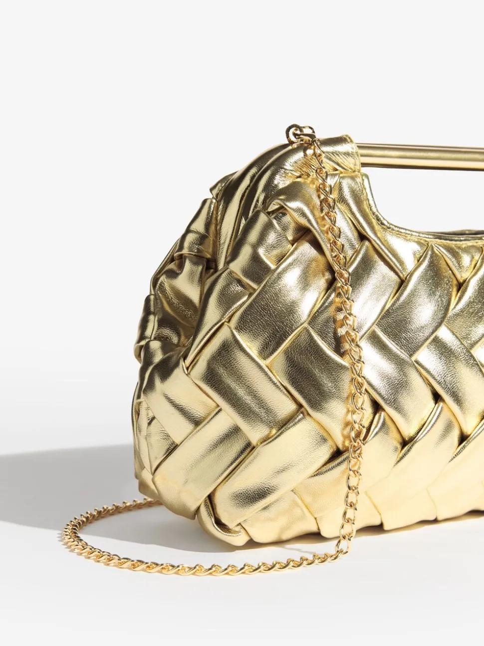 Goud - Weave Grab Handle Clutch Bag