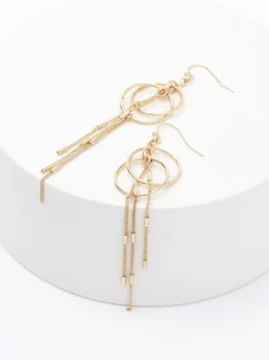 Goudkleurig - Circle oorbellen met ketting